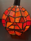Vtg STAINED GLASS Tiffany Style Halloween JOL JACK O LANTERN Pumpkin Lamp Light