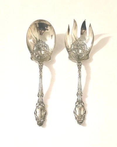 Gorham Virginiana 1904 Sterling Silver Salad Set Fork Spoon  6.0 Oz Art Nouveau