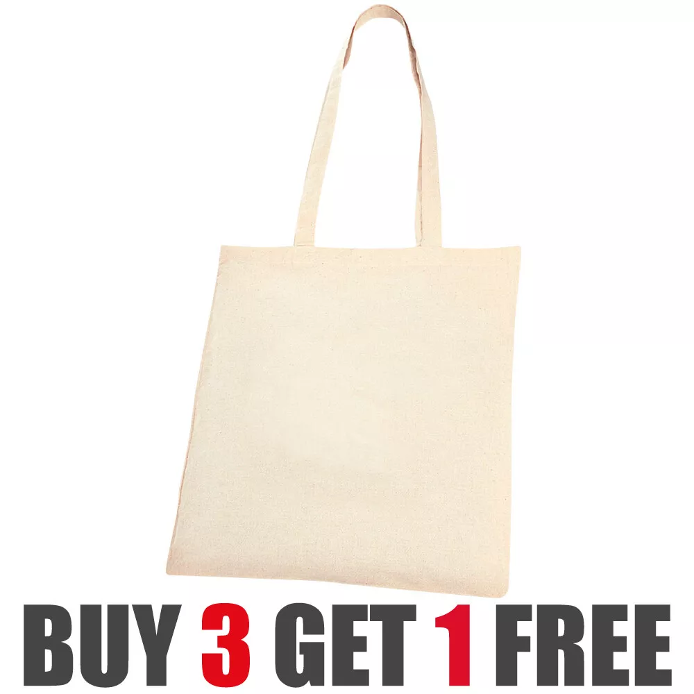 Plain Natural Shopping Shoulder Tote Shopper Bags 100% Cotton Canvas  Grocery Bag