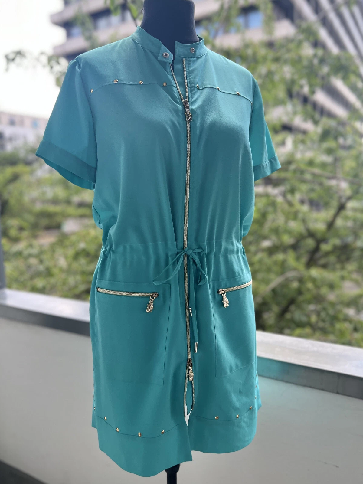 Abito Versace con cerniera cavo e accessori logo color oro L XL