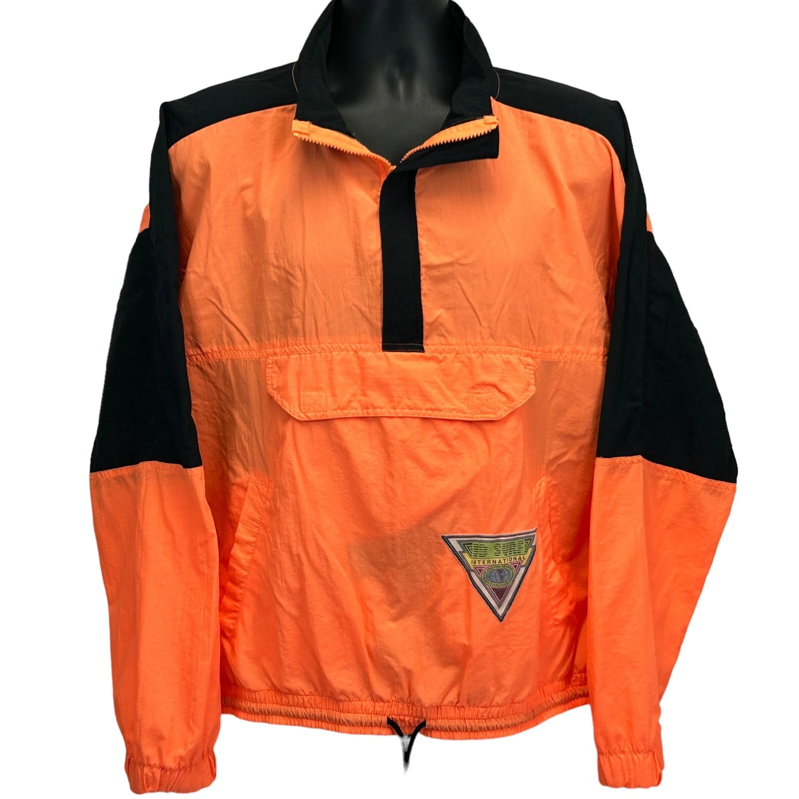 Vintage 90s BB Surf Windbreaker Jacket Mens XL X-Large Orange Surfer Surfing