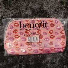 Benefit 2022 Wow Lips Makeup Bag / Travel Case Pink 10X6 Inch 