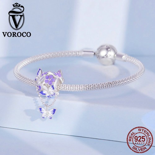 Brazaletes de joyería con flores y mariposas de plata esterlina 925 para mujer Voroco - Imagen 4 de 14