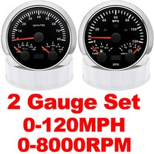 2 Gauge Set 85mm Gps Speedometer 120mphtacho With Fueloiltempvolt Gauge