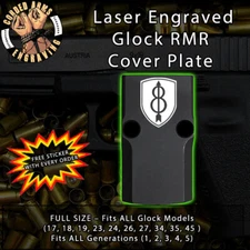 8th ID Laser Engraved RMR Cover Plate for Glock 19 17 23