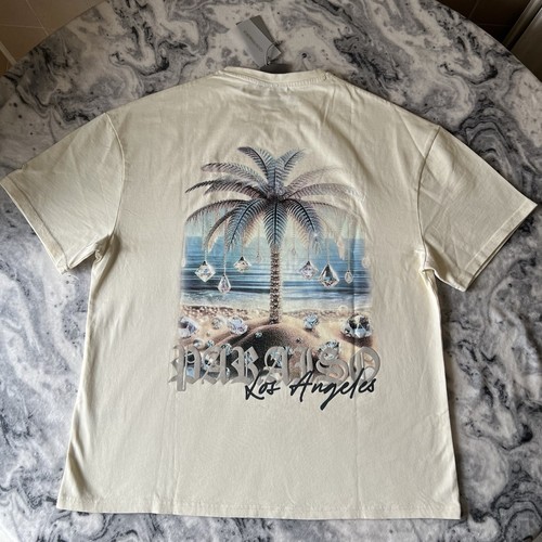 NWT Cernucci Diamond Palm Puff Print TShirt Oversized Tee Back Graphic Ecru S - Picture 5 of 11