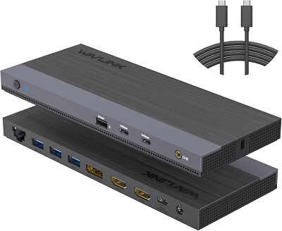 WAVLINK USB-C Docking Station   13-in-1 Triple Display, 130W, 8K HDMI DP - NIB