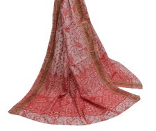 Sushila Vintage Indian Dupatta 100 Pure Silk Woven  Printed Long Stole Hijab