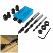 6/8/10mm Pocket Hole Jig Kit Woodworking Guide Oblique Drill Angle Hole Locator