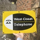 Vintage West Coast Telephone Sign Advertising Sign Porcelain Sign 1950s