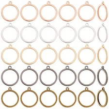 1100pcs 5 colors Alloy Open Back Bezel Pendants for UV Resin Epoxy Resin Pressed