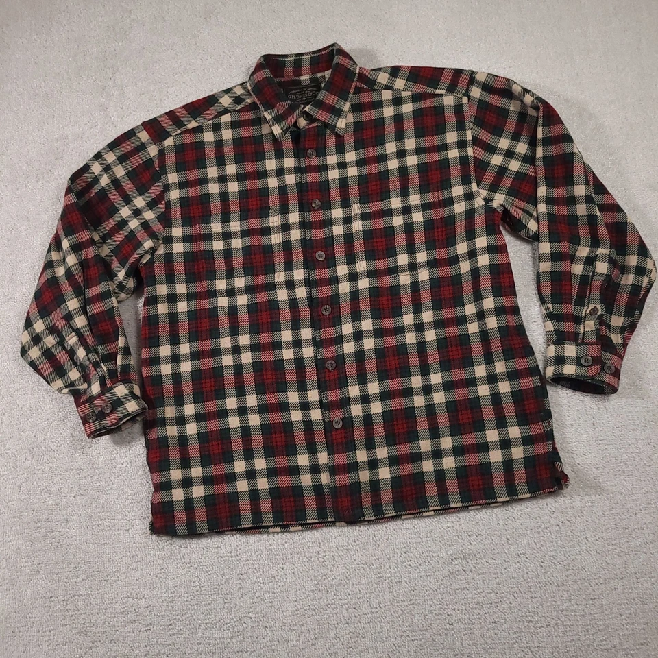 G.H. Bass Co Button Up Plaid Flannel Shirt Shacket Mens Medium Wool Blend Chore - Image 2 of 4