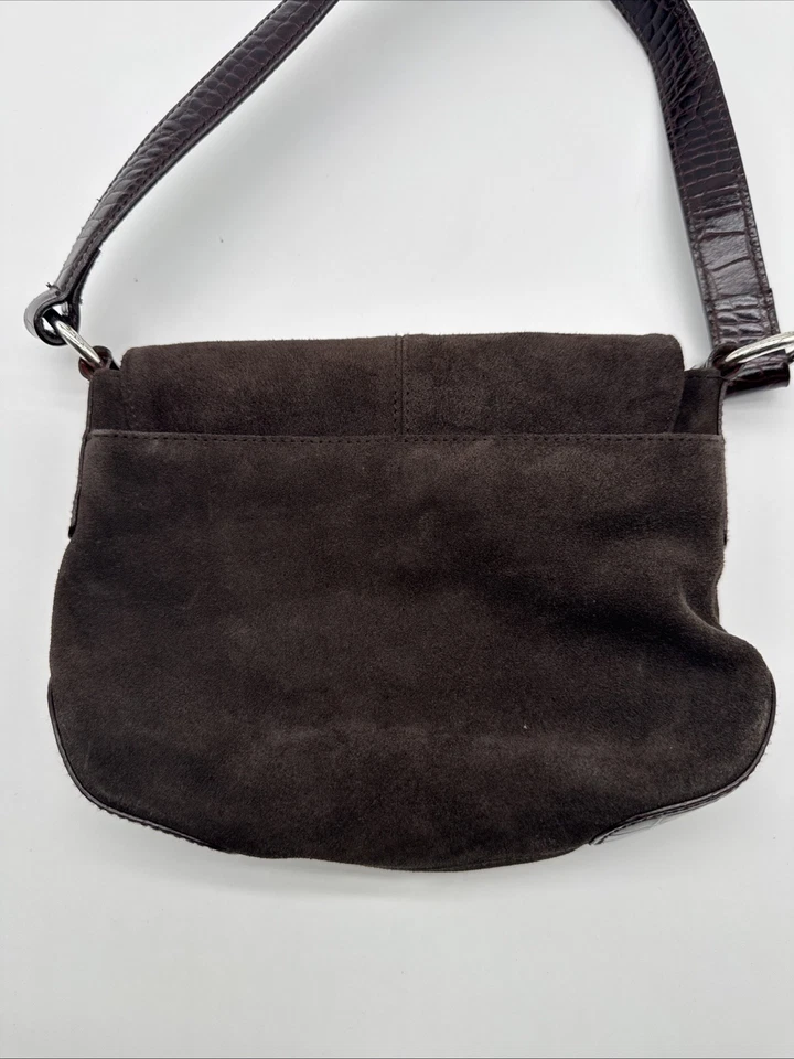 Ralph Lauren RLL Gamuza Marrón Bolso de Hombro Cartera Cartera Cierre Imán Foto 4 de 4