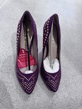 Image of Ravel Edson Purple High Heel Court Shoe Suede  With Gold Studs Details Uk 5 Size