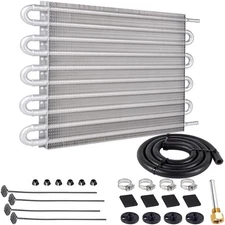 10 Rows Aluminum Universal Remote Transmission Oil Cooler Radiator Converter Kit