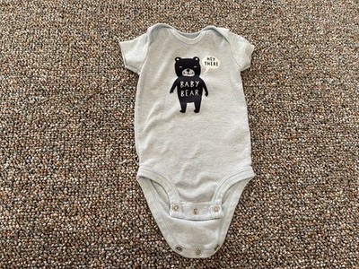 Carters Boys Hey There Baby Bear Blue Bodysuit 3M