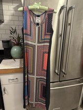 Aldo Martin Patchwork Boho Sleevelass Maxi Sheath Dress Sz4 Bold Gorgeous