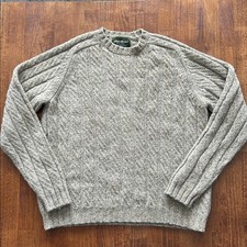 Eddie Bauer Classic  Vintage-Inspired Men  s 100 Wool Cable Knit Sweater Size L