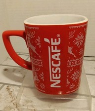 Red Nescaf&eacute; Mug Reindeer Design 11 oz Coffee Cup Christmas Cafe