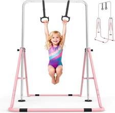 Gymnastics Bar for Kids, Adjustable Height Gymnastic Horizontal Bars, Folding Ex