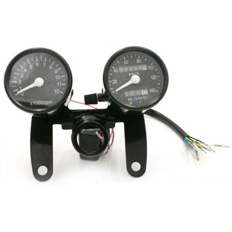 Velocímetro redondo para motocicleta tacómetro odómetro para Bobber Chopper Café Racer Foto 4 de 4