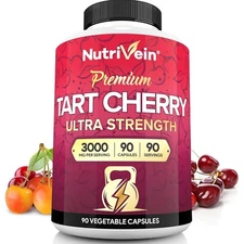 Nutrivein Tart Cherry Capsules 3000mg - 90 Vegan Pills - Supports Uric Acid 