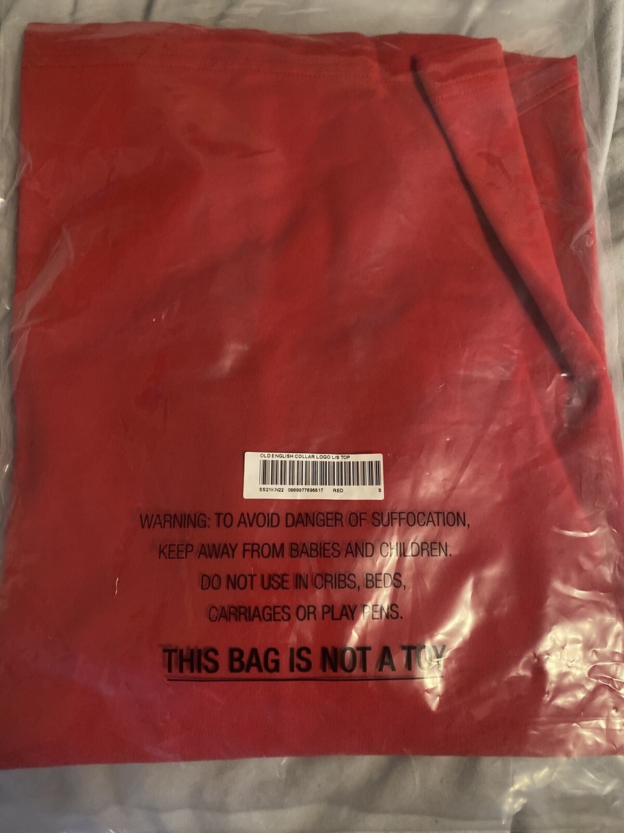 SUPREME Old English Collar Logo L/S Top (Red, Small). New