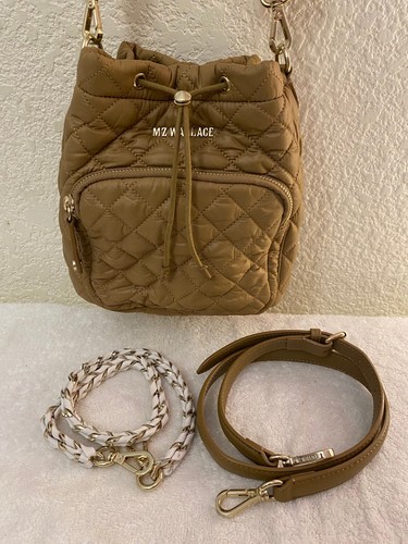 Borsa a tracolla trapuntata GUC MZ Wallace Tan Crosby Bucket 3 cinghie originali - Foto 2 di 10