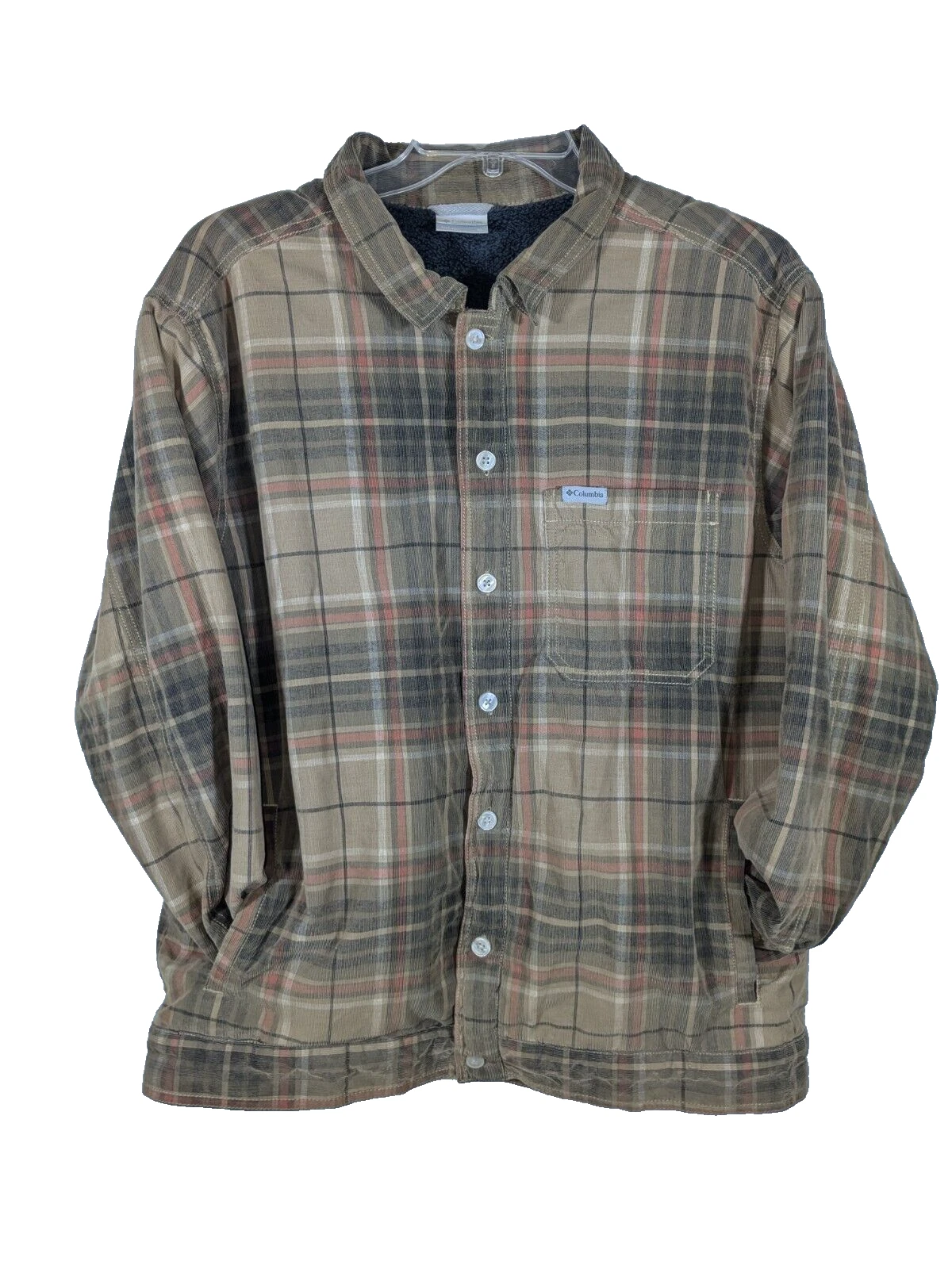 Columbia Men's Brown Plaid Corduroy Sherpa Lined Size XL NWOT