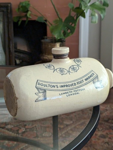 Antique Stoneware Lambeth Pottery Doultons Improved Foot Warmer Primitive Art - Picture 4 of 24