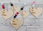5 NEW Handcrafted Wooden Heart Gift Tags with Beads Laser Cut and Engraved