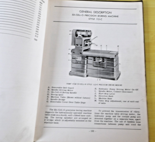 Vtg 1950 Ex-Cell-O No. 112-C Precision Boring Machine Operator's Manual - Picture 2 of 5