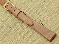 Speidel Vintage NOS Unused Brown Calf Leather Watch Band w Gold Tone Buckle 10mm