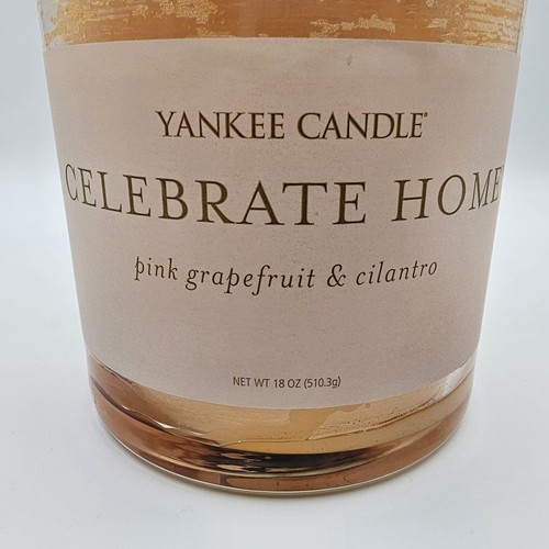 Yankee Candle Pink Grapefruit & Cilantro Celebrate Home Jar Pillar 18 Oz Rare - Picture 2 of 12