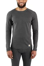 Carhartt Men's Force Midweight Poly-Wool Base Layer Crewneck Top Black