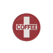 Coffee Medic Patch Embroidered Iron-on Applique Funny Military Humor