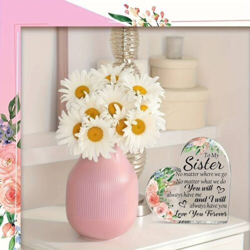 Schwestergeschenke, herzförmige Acrylplakette Schwestergeschenke von Schwester Geburtstag G... - Bild 5 von 6