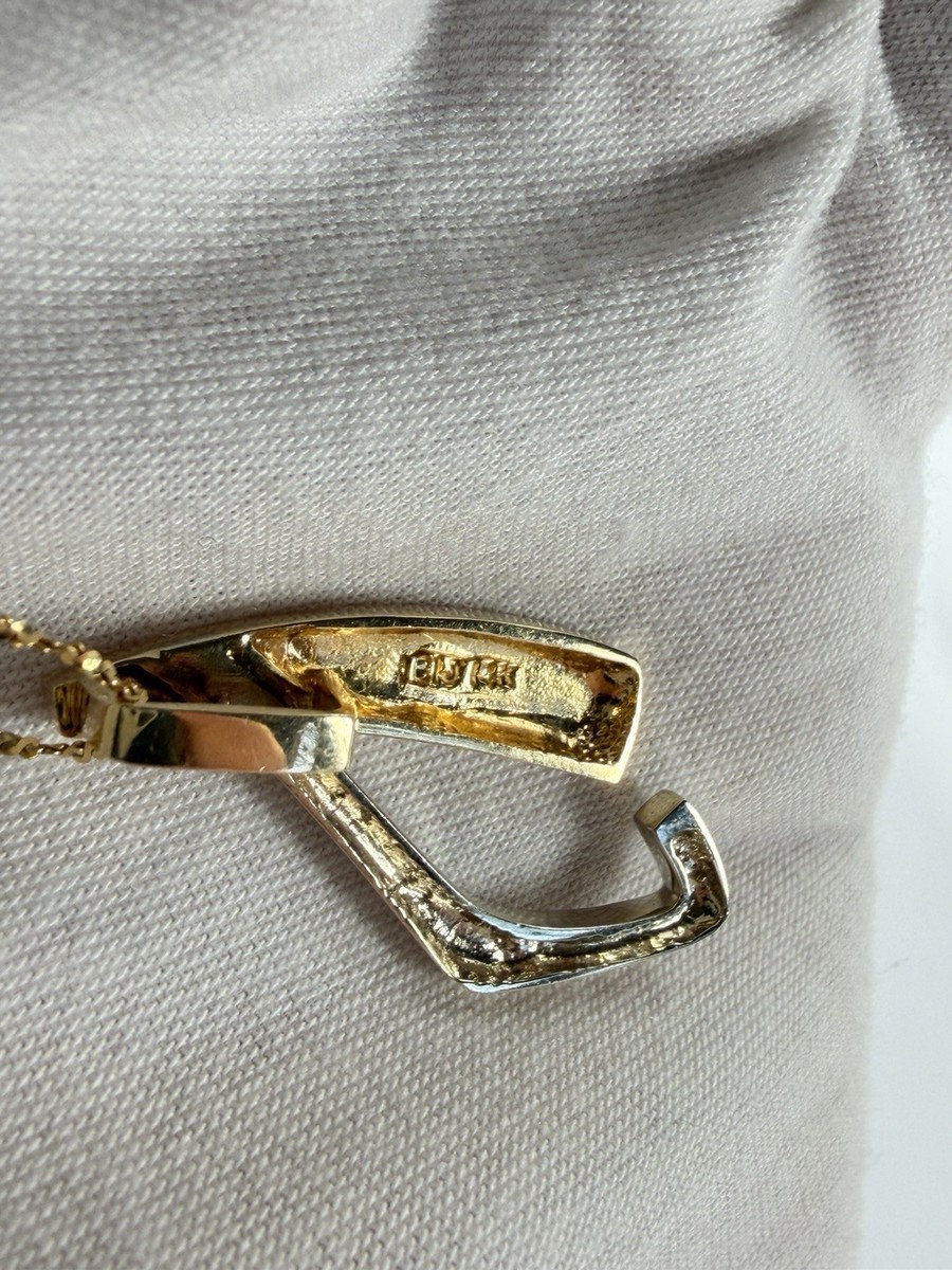 14K Two-tone Gold Reversible Omega Slide Pendant with 14K Italy Chain View 3