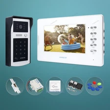 7" Video Door Entry Call System with Keyfobs Password Keypad for Home Security