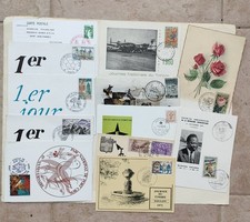 Lot 12 Carte Postale 1er Jour, France,Belgique,Tunisie,Rep.Centrafricaine