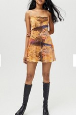 Urban Outfitters Sheer Mesh Greece Sunset Slip Dress Size XS Y2K Aesthetic