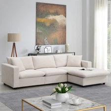 NEW⚡101*66" Modern Sectional Sofa w/Throw Pillows,Cloud L-shaped Couch Set w/Wid