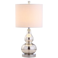 Mercury Silver Glass Table Lamp with White Shade and Chrome Base by JONATHAN Y