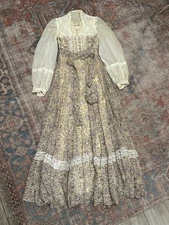 VTG GUNNE SAX Prairie Dress JESSICA MCCLINTOCK Floral Cottagecore WOMEN SIZE 7