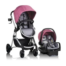 Evenflo Pivot Modular Travel System with LiteMax Infant Car Seat Dusty Rose Pink