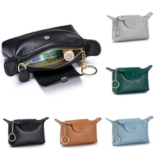 Women's Mini Wallet Leather Zipper Clutch Coin Key Purse Cute Airplane Ears Bag