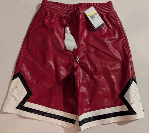 Nike Air Jordan Faux Leather Diamond HV0077 659  man red shorts size S Brand New