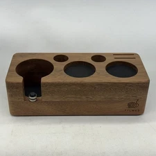 Solid Real Walnut Wooden Espresso Tamper Station 58mm Portafilter Tamping Stand
