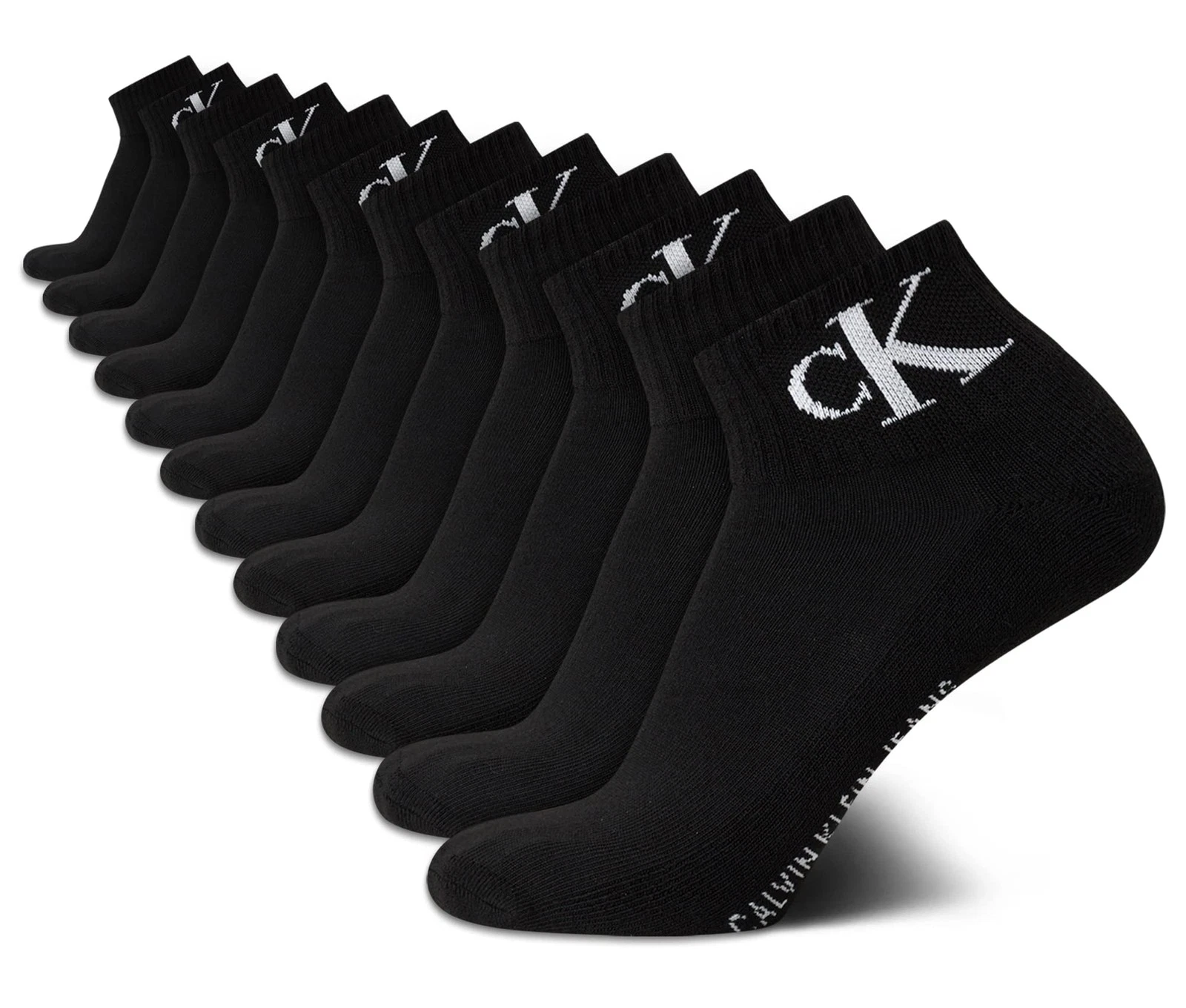 Calvin Klein Mens Quarter Socks - 12 Pack Breathable Soft 7-12, Black
