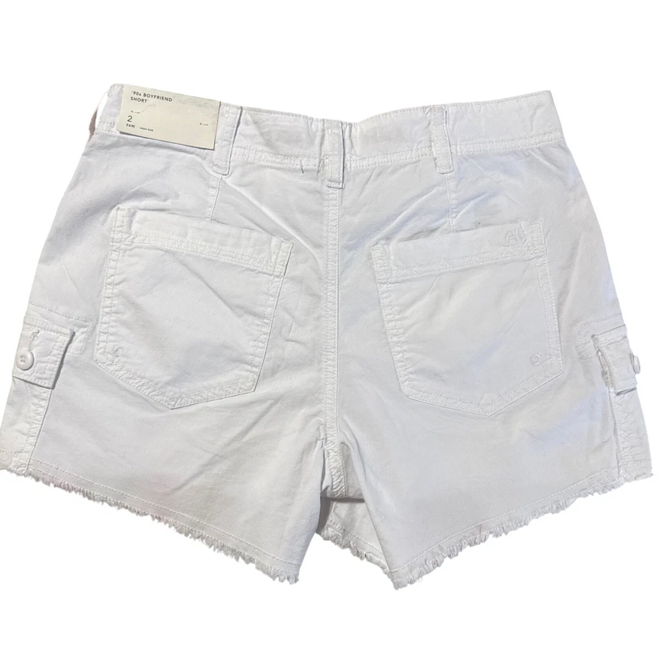 Pantalones Cortos American Eagle Años 90 Boyfriend Tiro Alto Blanco Carga Elastizados Mujeres 2 Foto 2 de 4